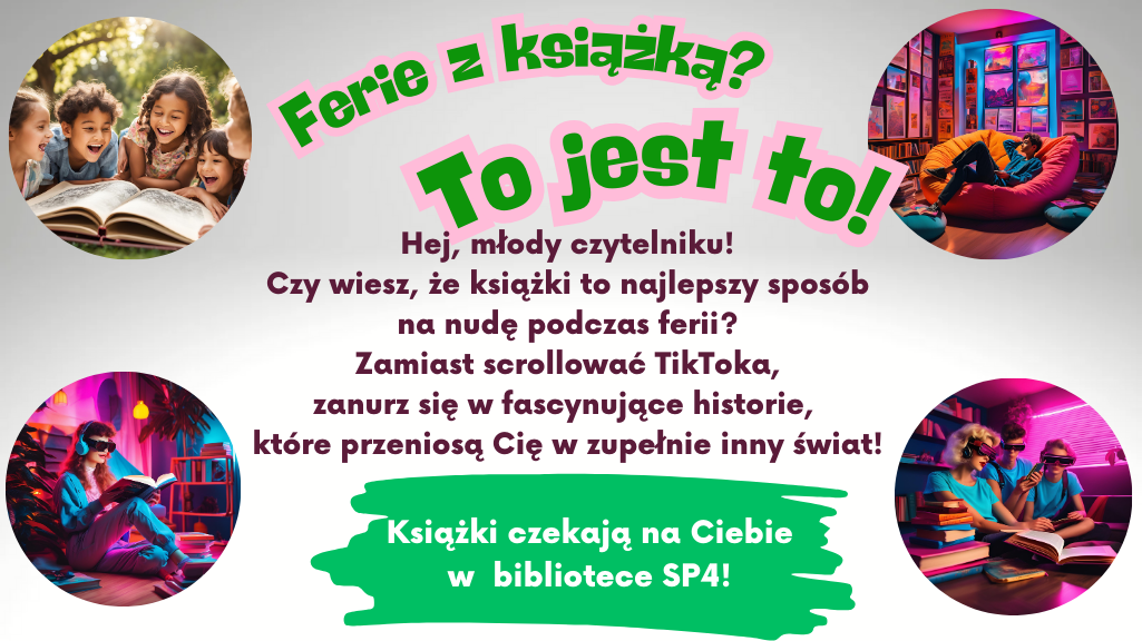 Plakat ferie z książką