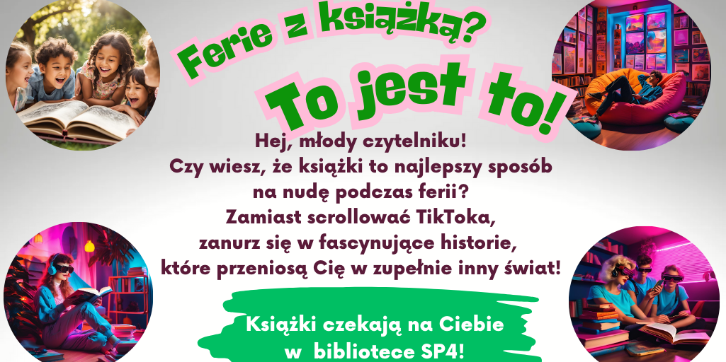 Plakat ferie z książką